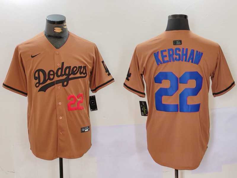 Mens Los Angeles Dodgers #22 Clayton Kershaw Number Olive Cool Base Limited Stitched Jersey